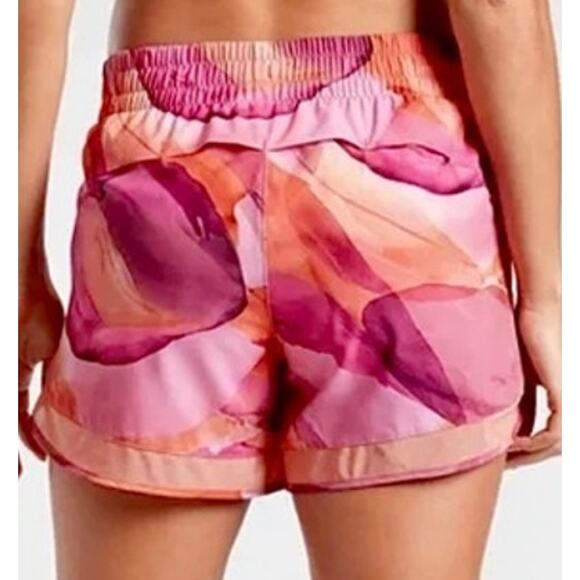 Athleta Printed Mesh Racer Run 4" Shorts Multi Color Women's Size Large NWOT - Picture 2 of 10